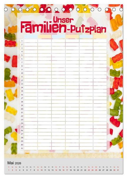 Produktbild: Unser Familien-Putzplan & Kalender 2026 (Tischkalender 2026 DIN A5 hoch), CALVENDO Monatskalender