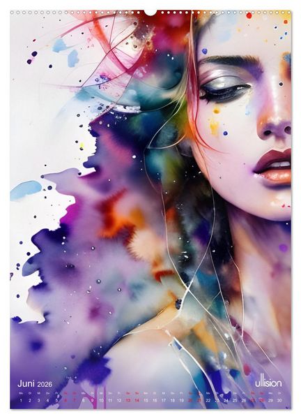 Produktbild: WILD FREI SCH&Ouml;N Aquarell-Portraits (Wandkalender 2026 DIN A2 hoch), CALVENDO Monatskalender