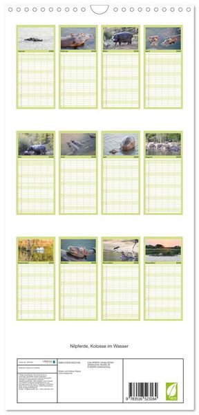 Produktbild: Familienplaner 2026 - Nilpferde, Kolosse im Wasser mit 5 Spalten (Wandkalender, 21 x 45 cm) CALVENDO