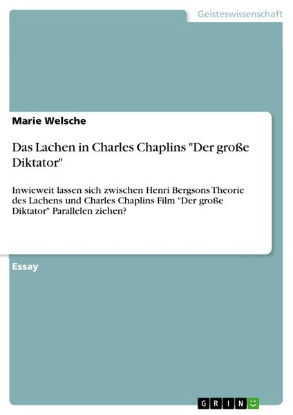 Produktbild: Das Lachen in Charles Chaplins "Der gro&szlig;e Diktator"