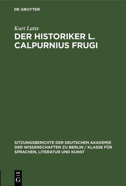 Produktbild: Der Historiker L. Calpurnius Frugi