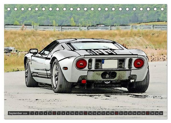 Produktbild: Sportwagen in knalligem Graffiti Style (Tischkalender 2026 DIN A5 quer), CALVENDO Monatskalender