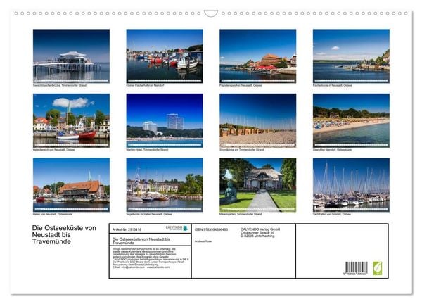 Produktbild: Die Ostseek&uuml;ste von Neustadt bis Travem&uuml;nde (Wandkalender 2027 DIN A2 quer), CALVENDO Monatskalender