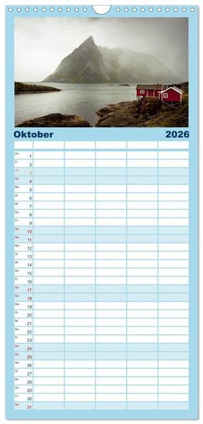 Produktbild: Familienplaner 2026 - Norwegen - Land im Norden mit 5 Spalten (Wandkalender, 21 x 45 cm) CALVENDO