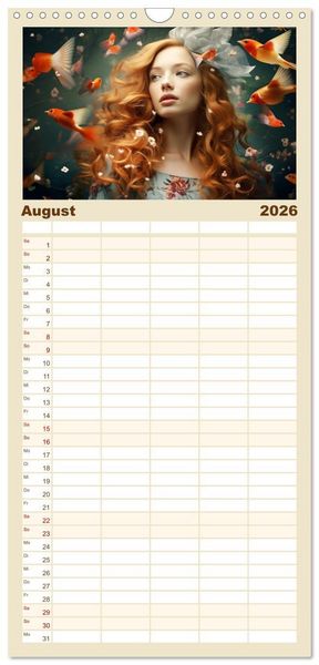 Produktbild: Familienplaner 2026 - M&auml;rchenhafte Fabelfrauen mit 5 Spalten (Wandkalender, 21 x 45 cm) CALVENDO