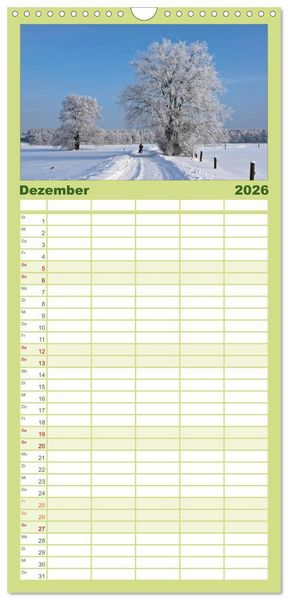 Produktbild: Familienplaner 2026 - Baum-Variationen mit 5 Spalten (Wandkalender, 21 x 45 cm) CALVENDO