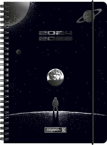 BRUNNEN Schülerkalender 2024/2025 'Outer Space', 2 Seiten = 1 Woche, A5, 208 Seiten, schwarz