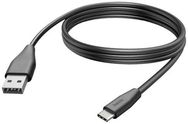 Produktbild: Hama USB-Ladekabel USB 2.0 USB-A Stecker, USB-C&reg; Stecker 3.00 m Schwarz 00201597
