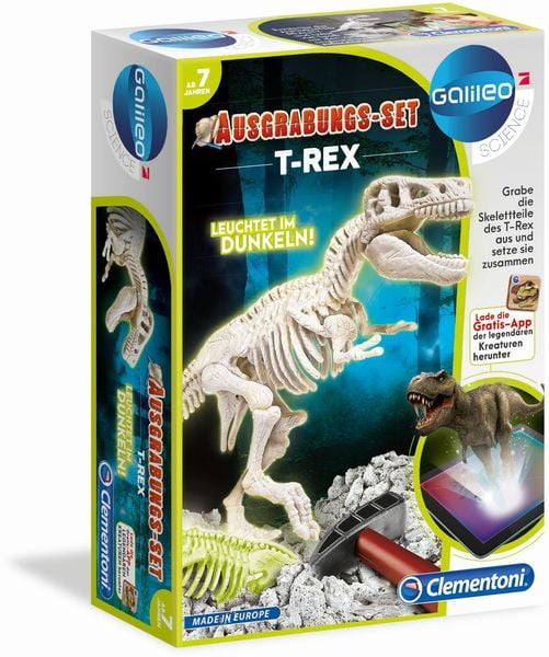 Clementoni - Galileo - Ausgrabungs-Set - T-Rex fluoreszierend