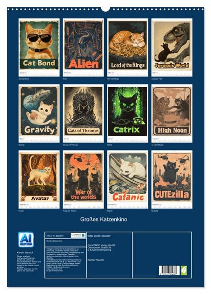 Produktbild: Gro&szlig;es Katzenkino (Wandkalender 2027 DIN A2 hoch), CALVENDO Monatskalender