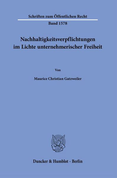 Produktbild: Nachhaltigkeitsverpflichtungen im Lichte unternehmerischer Freiheit