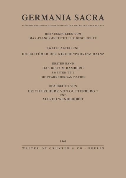 Produktbild: Das Bistum Bamberg. Teil 2: Die Pfarreiorganisation