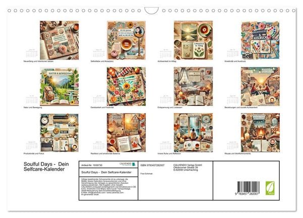 Produktbild: Soulful Days - Dein Selfcare-Kalender (Wandkalender 2026 DIN A3 quer), CALVENDO Monatskalender