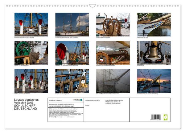 Produktbild: Letztes deutsches Vollschiff DAS SCHULSCHIFF DEUTSCHLAND (Wandkalender 2026 DIN A2 quer), CALVENDO Monatskalender