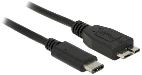 Delock USB-Kabel USB 3.2 Gen1 (USB 3.0 / USB 3.1 Gen1) USB-C® Stecker, USB-Micro-B 3.0 Stecker 0.50 m Schwarz  83676