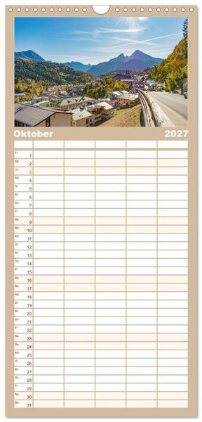 Produktbild: Familienplaner 2027 - Wanderparadies Bayerische Alpen mit 5 Spalten (Wandkalender, 21 x 45 cm) CALVENDO