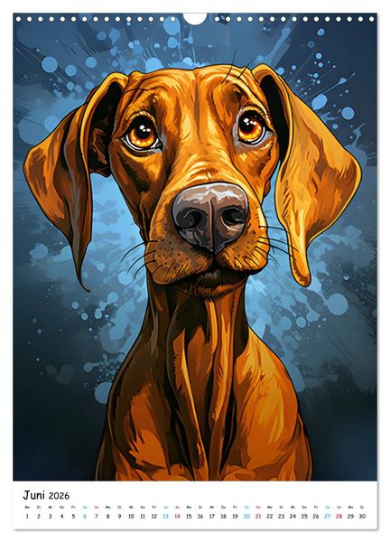 Produktbild: Crazy Dogs Bekannte Hunderassen im Comicstyle (Wandkalender 2026 DIN A3 hoch), CALVENDO Monatskalender