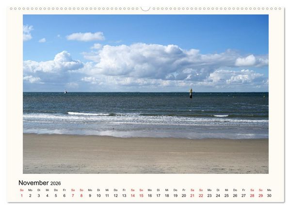 Produktbild: Borkum - Ruhig inmitten der Wogen (hochwertiger Premium Wandkalender 2026 DIN A2 quer), Kunstdruck in Hochglanz