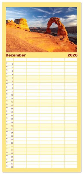Produktbild: Familienplaner 2026 - USA - Der S&uuml;dwesten mit 5 Spalten (Wandkalender, 21 x 45 cm) CALVENDO