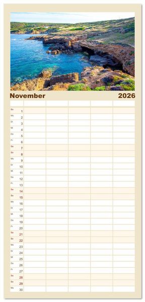 Produktbild: Familienplaner 2026 - Sardinien Insel mit Meerblick mit 5 Spalten (Wandkalender, 21 x 45 cm) CALVENDO
