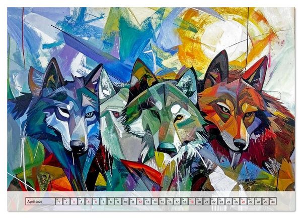 Produktbild: Farbenfrohe Tierbilder (Wandkalender 2026 DIN A3 quer), CALVENDO Monatskalender