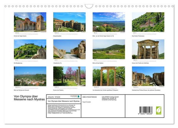 Produktbild: Von Olympia &uuml;ber Messene nach Mystras (Wandkalender 2026 DIN A3 quer), CALVENDO Monatskalender