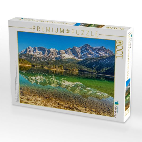 Produktbild: CALVENDO Puzzle Das Wettersteingebirge spiegelt sich vollst&auml;ndig im Eibsee | 1000 Teile Lege-Gr&ouml;&szlig;e 64x48cm Foto-Puzzle f&uuml;r gl&uuml;ckliche Stunden