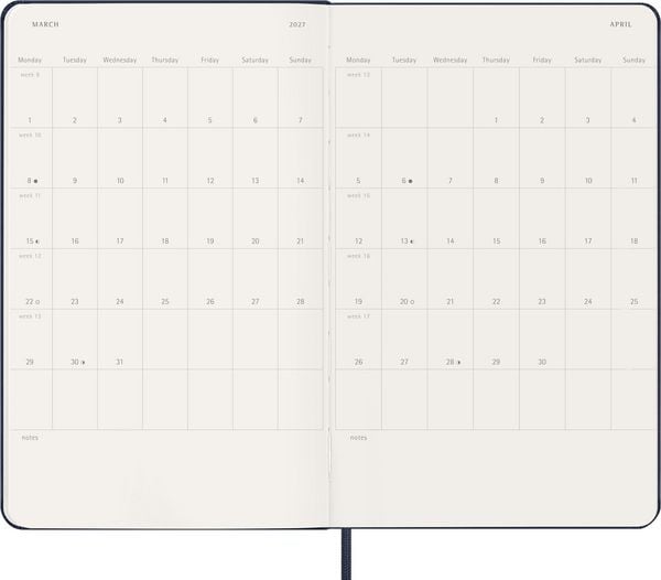Produktbild: Moleskine 18 Monate Wochen 26/27 L/A5, 1W=1S Geb Saphir
