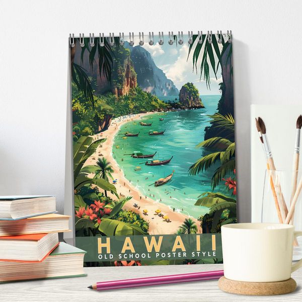 Produktbild: Hawaii - Old School Poster Style (Tischkalender 2026 DIN A5 hoch), CALVENDO Monatskalender