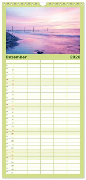Produktbild: Familienplaner 2026 - Wangerooge &ndash; Eine Perle in der Nordsee. mit 5 Spalten (Wandkalender, 21 x 45 cm) CALVENDO