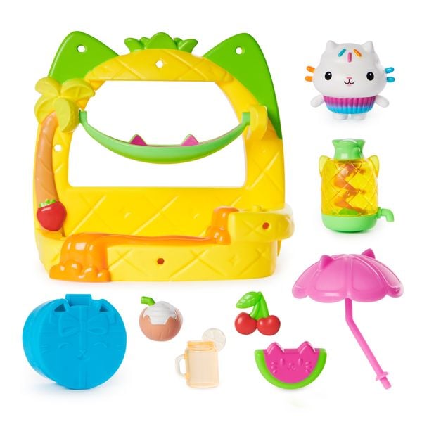 Produktbild: Gabby's Dollhouse, Balkon-Spielset Kuchis Saftbar, 8-teiliges Set mit Katzenfigur und Puppenhaus Zubehörteilen