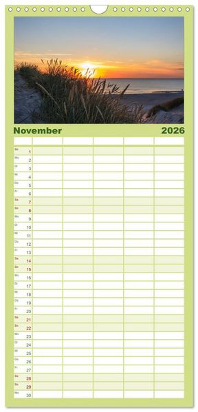 Produktbild: Familienplaner 2026 - D&auml;nemark Impressionen mit 5 Spalten (Wandkalender, 21 x 45 cm) CALVENDO