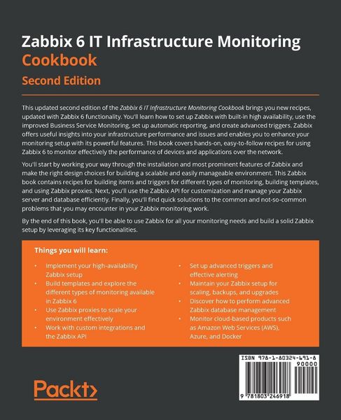 Produktbild: Zabbix 6 IT Infrastructure Monitoring Cookbook - Second Edition