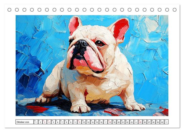 Produktbild: Bulldoggen Paintings. K&uuml;nstlerische Hundeportr&auml;ts im leuchtenden &Ouml;lgem&auml;lde-Stil (Tischkalender 2026 DIN A5 quer), CALVENDO Monatskalender