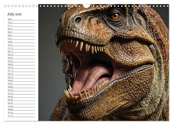 Produktbild: AI Dino Delights Mesmerizing Views of Prehistoric Life (Wall Calendar 2026 DIN A3 landscape), CALVENDO 12 Month Wall Calendar