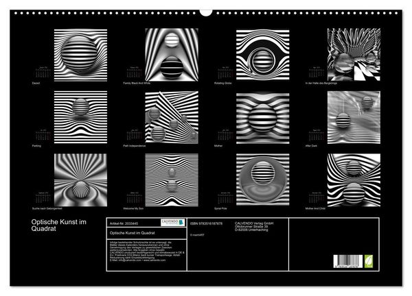 Produktbild: Optische Kunst im Quadrat (Wandkalender 2026 DIN A2 quer), CALVENDO Monatskalender