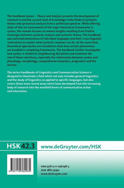 Produktbild: Syntax - Theory and Analysis. Volume 3