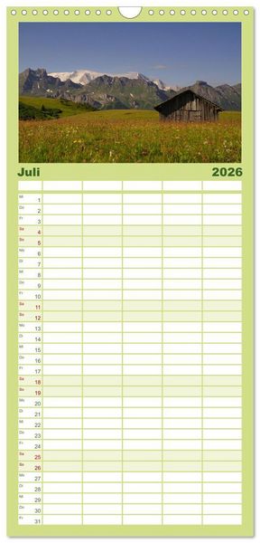 Produktbild: Familienplaner 2026 - S&uuml;dtirol im Jahreslauf mit 5 Spalten (Wandkalender, 21 x 45 cm) CALVENDO