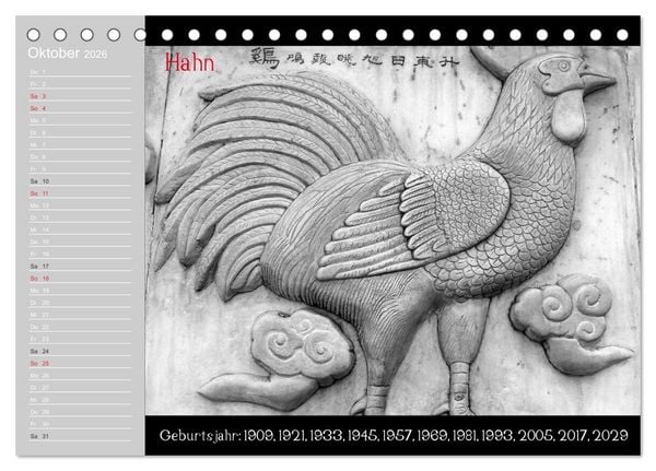 Produktbild: Das Chinesische Horoskop / Geburtstagskalender (Tischkalender 2026 DIN A5 quer), CALVENDO Monatskalender