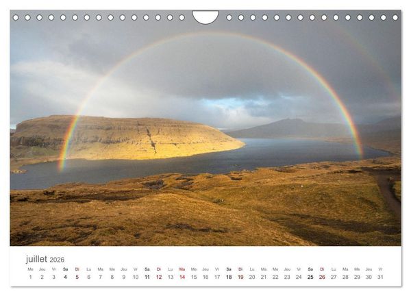 Produktbild: Lumi&egrave;res d'automne aux &icirc;les F&eacute;ro&eacute; (Calendrier mural 2026 DIN A4 vertical), CALVENDO calendrier mensuel