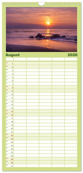 Produktbild: Familienplaner 2026 - Farben der Ostsee II mit 5 Spalten (Wandkalender, 21 x 45 cm) CALVENDO