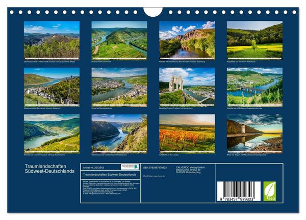 Produktbild: Traumlandschaften S&uuml;dwest-Deutschlands (Wandkalender 2026 DIN A4 quer), CALVENDO Monatskalender