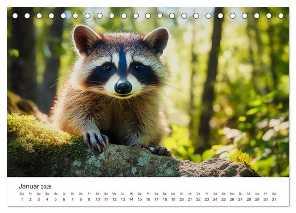 Produktbild: Frech, flauschig, fantastisch - Der Waschb&auml;ren-Kalender (Tischkalender 2026 DIN A5 quer), CALVENDO Monatskalender