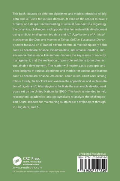 Produktbild: Applications of Artificial Intelligence, Big Data and Internet of Things in Sustainable Development