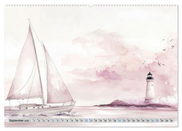 Produktbild: Segeltr&auml;ume und Leuchtturmlichter (hochwertiger Premium Wandkalender 2026 DIN A2 quer), Kunstdruck in Hochglanz