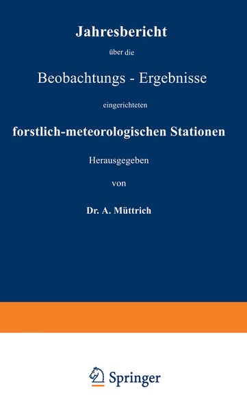 Produktbild: Jahresbericht &uuml;ber die Beobachtungs-Ergebnisse