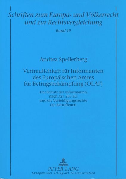 Produktbild: Vertraulichkeit f&uuml;r Informanten des Europ&auml;ischen Amtes f&uuml;r Betrugsbek&auml;mpfung (OLAF)