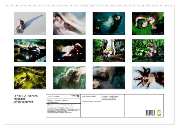 Produktbild: OPHELIA, sinnlich - mystisch - sehnsuchtsvoll (Wandkalender 2026 DIN A2 quer), CALVENDO Monatskalender