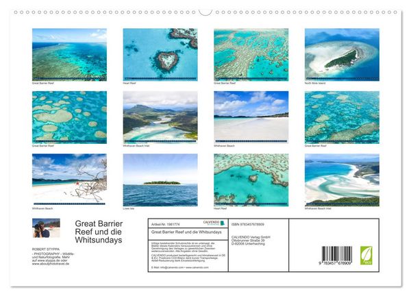 Produktbild: Great Barrier Reef und die Whitsundays (hochwertiger Premium Wandkalender 2026 DIN A2 quer), Kunstdruck in Hochglanz