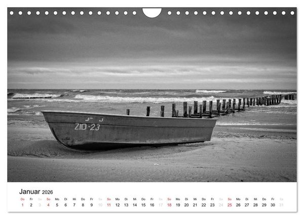 Produktbild: Ostseebad Zingst - Impressionen in Schwarz-Wei&szlig; (Wandkalender 2026 DIN A4 quer), CALVENDO Monatskalender